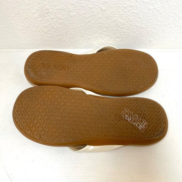 Vionic Tide Melo Toe-Post Flip Flop Thong Sandals Arch Support Ivory Slides - Picture 6 of 7